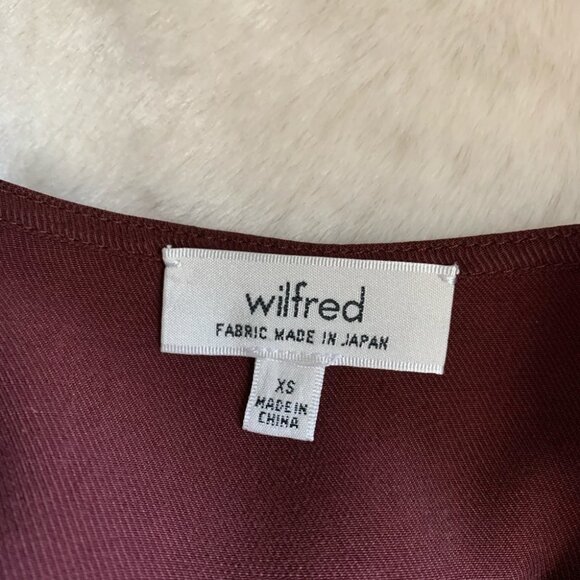 Aritzia Wilfred Anemone Blouse Wrap Tie Up Belted V-neck Truffle Maroon Size XS - Picture 10 of 16